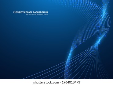 Abstract motion background. Futuristic blue wavy lines. Graphic concept for your design