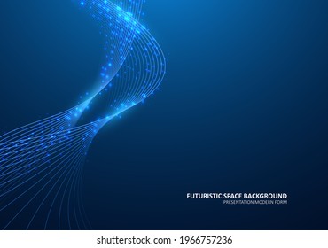 Resumen del fondo del movimiento. Líneas onduladas azules futuristas. Concepto gráfico para su diseño