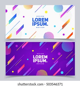 Abstract motion banners. Colorful geometric shapes composition. Trendy design. Eps10 vector geometric banners set.