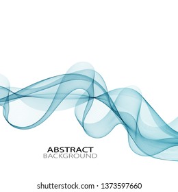 
Abstract motion blue smoky wave on white background