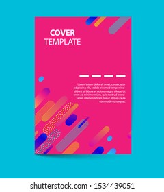Abstract motion cover . Colorful geometric shapes composition. Trendy design. vector geometric cover template