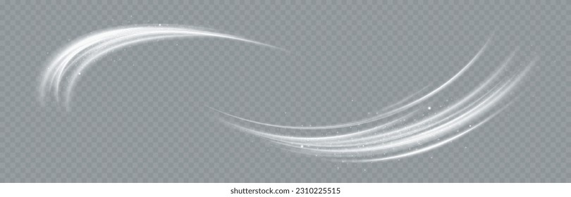 Abstract motion effect with the speed of light.White neon glow effect. Magic shiny line.