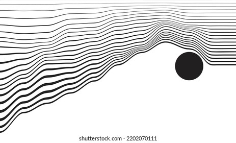 Abstract motion graphic design background . Dot and horizontal lines  . Transition shapes . Movement composition . Vector illustration