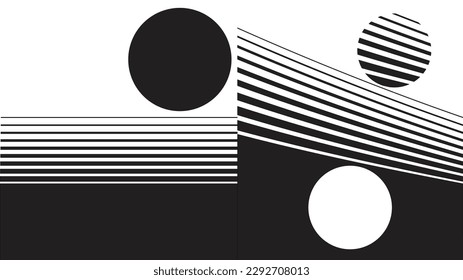 Abstract motion graphic design background . Dot and horizontal lines  . Transition shapes . Movement composition . Vector illustration