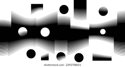 Resumen del fondo de diseño gráfico de movimiento. Líneas horizontales y de puntos. Formas de transición. Composición del movimiento. Ilustración del vector