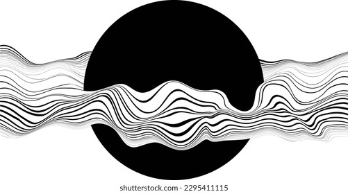 Abstract motion graphic design background . Circle and horizontal lines  . Transition shapes . Movement composition . Vector illustration