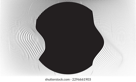 Abstract motion graphic design background . Black circle and horizontal lines  . Transition shapes . Movement composition . Vector illustration