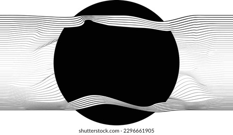 Abstract motion graphic design background . Black circle and horizontal lines  . Transition shapes . Movement composition . Vector illustration