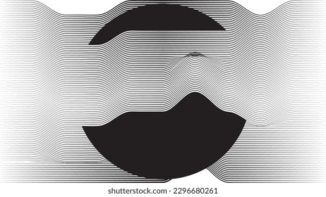 Abstract motion graphic design background . Black circle and horizontal lines . Transition shapes . Movement composition . Vector illustration