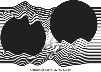 Abstract motion graphic design background . Black circle and horizontal lines . Transition shapes . Movement composition . Vector illustration