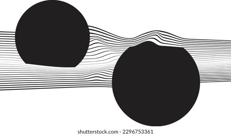 Abstract motion graphic design background . Black circle and horizontal lines . Transition shapes . Movement composition . Vector illustration