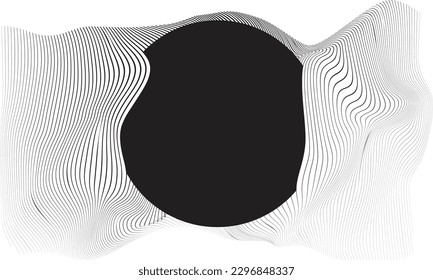 Abstract motion graphic design background . Black circle and horizontal lines . Transition shapes . Movement composition . Vector illustration