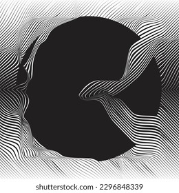Abstract motion graphic design background . Black circle and horizontal lines . Transition shapes . Movement composition . Vector illustration