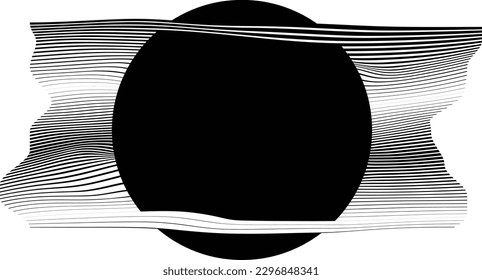 Resumen del fondo de diseño gráfico de movimiento. Círculo negro y líneas horizontales. Formas de transición. Composición del movimiento. Ilustración del vector