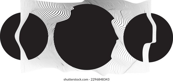 Abstract motion graphic design background . Black circle and horizontal lines . Transition shapes . Movement composition . Vector illustration