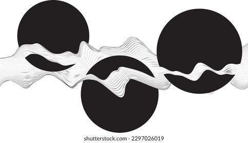 Resumen del fondo de diseño gráfico de movimiento. Círculo negro y líneas horizontales. Formas de transición. Composición del movimiento. Ilustración del vector