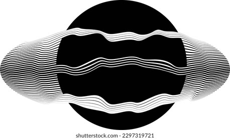Abstract motion graphic design background . Black circle and horizontal lines . Transition shapes . Movement composition . Vector illustration