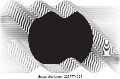 Abstract motion graphic design background . Black circle and horizontal lines . Transition shapes . Movement composition . Vector illustration