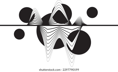 Resumen del fondo de diseño gráfico de movimiento. Círculo negro y líneas horizontales. Formas de transición. Composición del movimiento. Ilustración del vector
