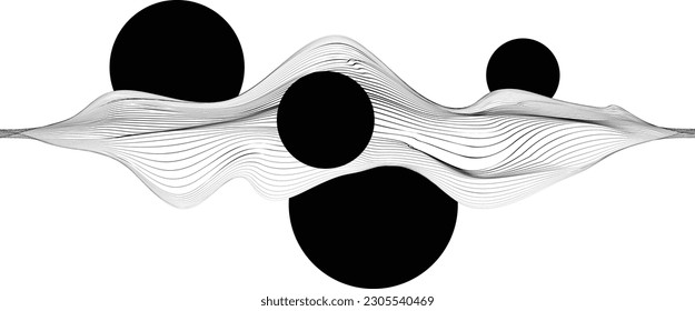 Resumen del fondo de diseño gráfico de movimiento. Círculo negro y líneas horizontales. Formas de transición. Composición del movimiento. Ilustración del vector