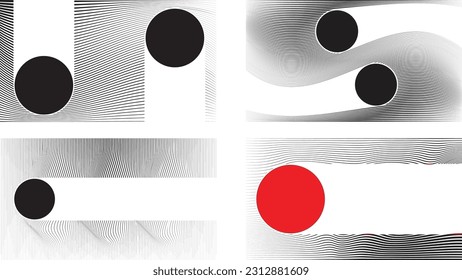 Abstract motion graphic design background . Black circle and horizontal lines . Transition shapes . Movement composition . Vector illustration