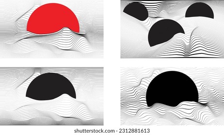 Abstract motion graphic design background . Black circle and horizontal lines . Transition shapes . Movement composition . Vector illustration