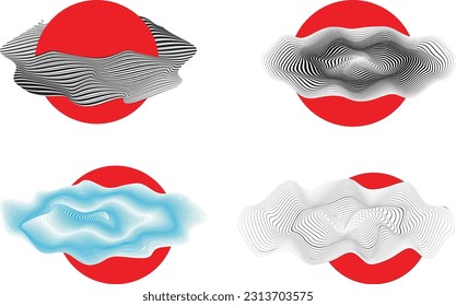 Abstract motion graphic design background . Black circle and horizontal lines . Transition shapes . Movement composition . Vector illustration