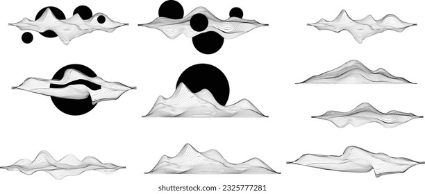Resumen del fondo de diseño gráfico de movimiento. Círculo negro y líneas horizontales. Formas de transición. Composición del movimiento. Ilustración del vector
