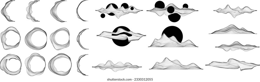 Abstract motion graphic design background . Black circle and horizontal lines . Transition shapes . Movement composition . Vector illustration