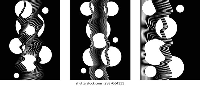 Resumen del fondo de diseño gráfico de movimiento. Círculo negro y líneas horizontales. Formas de transición. Composición del movimiento. Ilustración del vector