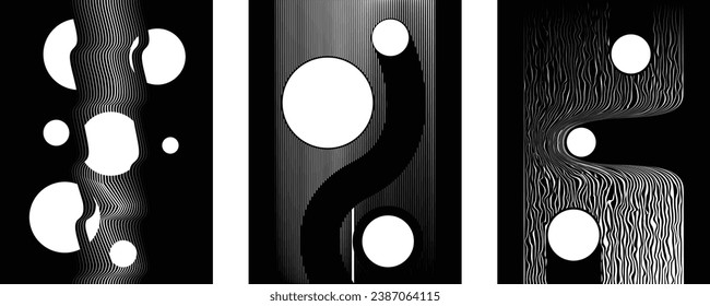 Resumen del fondo de diseño gráfico de movimiento. Círculo negro y líneas horizontales. Formas de transición. Composición del movimiento. Ilustración del vector