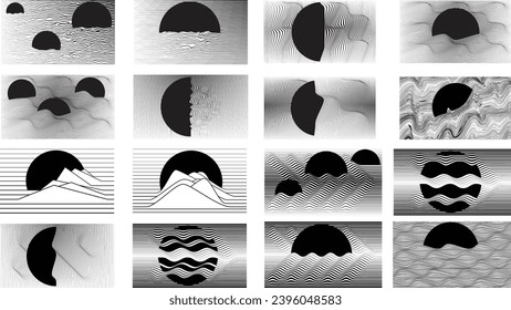Resumen del fondo de diseño gráfico de movimiento. Círculo negro y líneas horizontales. Formas de transición. Composición del movimiento. Ilustración del vector