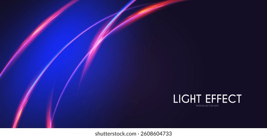 Abstract motion light effect. Energy power design. Blue and gold, red light