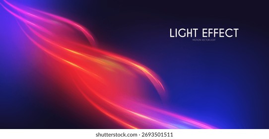 Abstract motion light effect. Energy power design. Blue and gold, red light