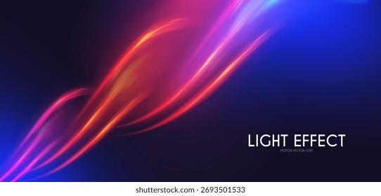 Abstract motion light effect. Energy power design. Blue and gold, red light