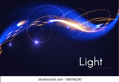 Abstract Motion Light Effect. Futuristic Wave Flash. Shining Space. Vector illustration