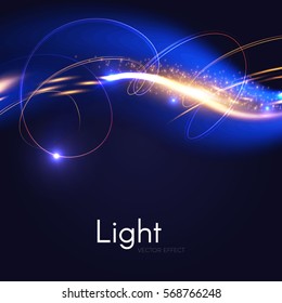 Efecto de luz de movimiento abstracto. Futurista Wave Flash. Luminoso espacio. Ilustración del vector
