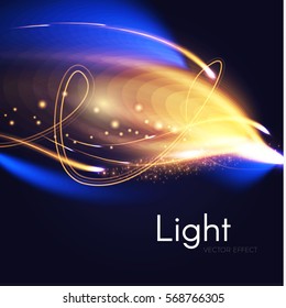 Abstract Motion Light Effect. Futuristic Wave Flash. Shining Space. Vector illustration
