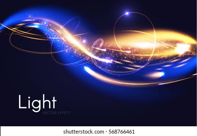 Abstract Motion Light Effect. Futuristic Wave Flash. Shining Space. Vector illustration