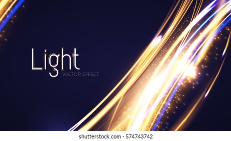 Abstract Motion Light Effect. Futuristic Wave Flash. Shining Space. Vector illustration