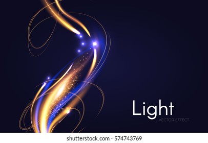 Abstract Motion Light Effect. Futuristic Wave Flash. Shining Space. Vector illustration