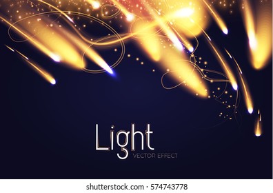 Abstract Motion Light Effect. Futuristic Wave Flash. Shining Space. Vector illustration