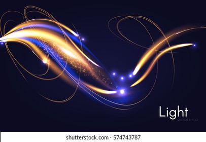 Abstract Motion Light Effect. Futuristic Wave Flash. Shining Space. Vector illustration