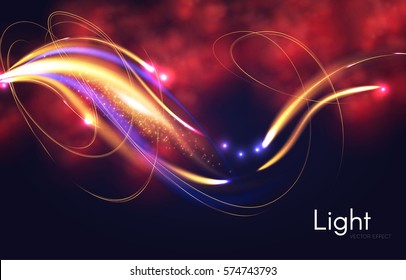 Abstract Motion Light Effect. Futuristic Wave Flash. Shining Space. Vector illustration