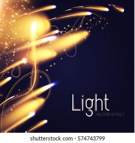 Abstract Motion Light Effect. Futuristic Wave Flash. Shining Space. Vector illustration