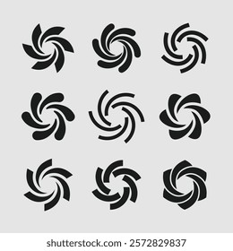 Abstract Motion Logo Collection. Creative Dynamic Round Logotypes. Connection Symbol.