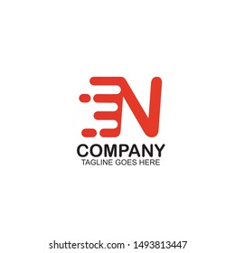 Abstract motion N letter initial logo design template. Fast speed motion design