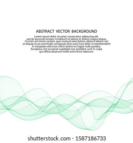 Abstract motion of smooth color wave vector. Curved lines green