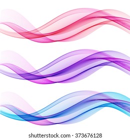 Abstract motion smooth color wave vector. Set of Curve colorful lines 