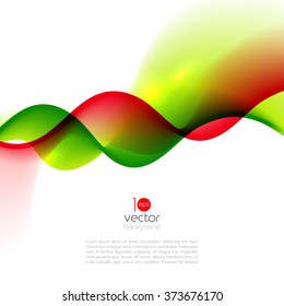 Abstract motion smooth color wave vector. Curve red and green lines 